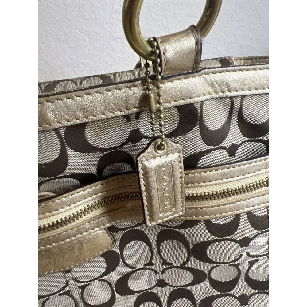Coach (2010) Penelope Signature Jacquard Women’s Shoulder Bag Gold/Tan F14694 - Picture 7 of 16